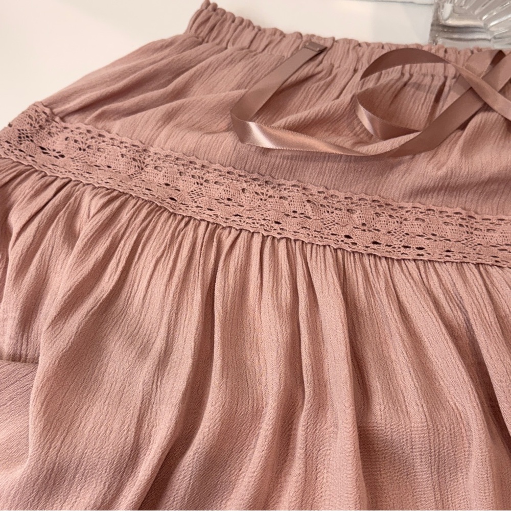 🆕 Pale Mauve Crochet Lace Maxi Skirt XL – Flowy Western Boho 🆕 - Picture 14 of 14